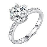 Qings Damen Ringe 925 Silber Verlobungsring Trauring mit Cubic Zirkonia Weißgold plattiert Ring Schmuck Geschenk für Frau M