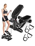 Stepper für Zuhause, Sportgerät Up-Down Swing Stepper【Geräuscharm】 Mini Aerobic Fitnessgeräten Hometrainer Stepper mit Einstellbaren WiderstandsbäNdern und Multifunktions Display