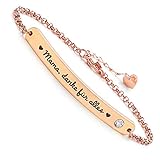 Himmelsflüsterer - Damen Gravur-Armband mit wählbarem Familien- und Freunde-Spruch | Freundschaftsarmband - Roségold - Mama Danke fü