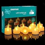 Zenoplige LED Teelichter, Elektrische Flackernde Kerzen mit Flackereffekt CR2032 Batteriebetrieben, Flammenlose LED Teelichter für Weihnachten, Ostern, Hochzeit, Party Dekoration (24PCS)