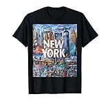 New York Skyline Herzschlag Freiheitsstatue I Love New York T-S