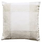 klassischer Kissenbezug 40x40 cm Leinenoptik Hohlsaum Wollweiß Natur Beige Zierkissenhülle (Kissenhülle 40x40 cm)