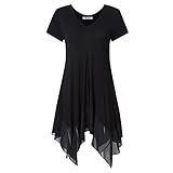 KOJOOIN Damen Plus Size Asymmetrische Lässige Longshirt Modal Oversize Tops Casual Tunika Weste Schwarz-Kurzarm XXL