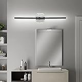 Moderne LED-Spiegelfrontleuchte mit 3 Farbmodi IP44 wasserdichte und beschlagfreie Badezimmerwandleuchten für Toiletten-Hotelschrankbeleuchtung,Schwarz,80cm LED 8W