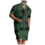 Dinnesis Strandanzug Männer Blumen Kurzarm Hawaii Hemd Shorts Set Zweiteiliges Freizeitanzug Druck Hawaiishirt Trainingsanzug Jogginganzug Sommer Sport Anzug Männer Kurzarm T-Shirt Kurze H