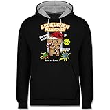 Weihnachten & Silvester Geschenke Party Deko - Lebkuchen Männchen Game Vintage - L - Schwarz/Grau meliert - Spruch - JH003 - Hoodie zweifarbig und Kapuzenpullover für Herren und D