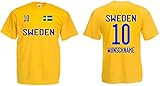 Schweden Herren T-Shirt EM 2020 Wunschname & Nummer Trikot Look Style Gelb XXXL