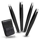 Augenbrauen Pinzetten Set, 4 tlg Pinzette Profi-Edelstahl zum präzisen Zupfen der Augenbrauen, Haarentferner für eingewachsene oder Gesichtsbehaarung, tägliches Beauty-Tool für Damen und H