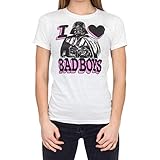 Star Wars Darth Vader Pink And schwarz Print I Heart Bad Boys weiß Damen T-Shirt (Junior X-Large)