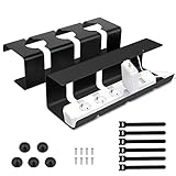 Kabelkanal Schreibtisch für Ordentliches Kabelmanagement, mit 6 x Klett Kabelbinder, 5 Kabelklemme, Schreibtisch Zubehör, 2 Stück Kabelkanal​für Büro/Home Office Tisch Durchdachter Kab