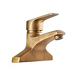 Kitchen Tap Kupfer Antik Doppel Löcher Waschtischarmatur Europäische Retro Unter Counter-Becken mit warmem und kaltem Wasserhahn Einhand-Waschtischarmatur Haushalt Bad-Accessoires Durable Gefäß