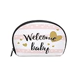 BIGJOKE Make-up-Tasche Welcome Baby Zitat Herz Reißverschluss Organizer Reise Kosmetik Tasche Etui mit Fächern Toiletry Trave Make-up Tasche Tasche für Mädchen Frauen Männer Teenag