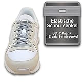 ONLY RUN 2 Paar Hochwertige Elastische Schnürsenkel ohne Binden perfektes Schnellschnürsystem für Kinder, Erwachsene und Senioren - 100cm lang - passen ideal für Sneakers (2Paar-flach-Grau)