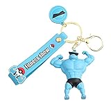 Pokémon Schlüsselanhänger- Muskel Pikachu Metall Schlüsselanhänger- Pokemon Elf Serie Schlüsselbund Set Silikon Schlüsselanhänger für Kinder, Pocket Ball Anime Fans Geschenk (Zenigame)
