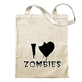 Kiwistar I Love Zombies Tragetasche Baumwolltasche Stoffbeutel Umhängetasche Langer Henk