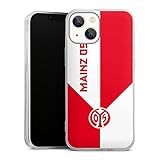 Slim Case extra dünn kompatibel mit Apple iPhone 13 Mini Silikon Handyhülle transparent Hülle Bundesliga Offizielles Lizenzprodukt 1. FSV Mainz 05 E.V