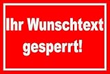 Melis Folienwerkstatt Schild Wunschtext gesperrt - 30x20cm - 3mm Aluverbund – 20 VAR S00100-018-D