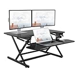 SANODESK Sitz Steh Schreibtisch Stehpult Höhenverstellbarer Schreibtisch 68 * 59cm Schreibtischaufsatz Doppelmonitor-Riser Computertisch(M8B) (89 * 59cm)