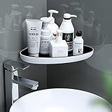 LAZY CAT Badezimmer Punch Free WC Stativ Eckregal Küche nahtlos Kosmetik Dusche dreieckig Wandmontierte Regale Kunststoff abnehmbar (Farbe: schwarz)