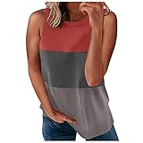 Caixunkun Lässige Farbspleißung für Damen, ärmelloser Rundhalspullover, schmale Tanktops Hemden 70 - Gray X-Larg