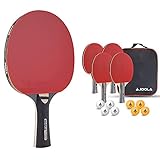 JOOLA Tischtennisschläger Carbon Control - ITTF zugelassener Tischtennis-Schläger für Fortgeschrittene Spieler & Tischtennis-Set Team School Bestehend aus 4 Tischtennisschläger + 8 Tischtennisb