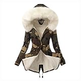 UYUH Damen Flauschiger Fleece Warmer Mantel Outwear Winter Warme Winddichte Jacken Kunstpelz gefütterter Trenchcoat mit Kapuze Dicker W