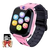 Smartwatch Kinder Telefon - Spiel Musik Kids Smart Watch [1 GB Micro SD Enthalten] mit Anruf Kamera Spiele Wecker Musik Player für Jungen Mädchen Alter 3-12 (V9-Rosa)