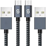 Syncwire Micro USB Kabel Nylon [2er-Pack, 2m], High Speed Sync und Schnellladekabel, USB Ladekabel kompatibel mit Samsung Galaxy, HTC, Huawei, Sony und Mehr - Schw