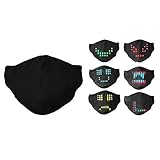 Sprachaktivierte Luminous Face Cover Wiederaufladbar, USB-Ladepersönlichkeit LED-Display-Cover Mit Mehreren Mustern Staubdicht, Fünf Dynamische Modi, Schwarze Party-Gesichtsabdeckung