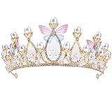 COKDEZ Prinzessin Tiara Kristall Schmetterling Stück Kinder Prinzessin Tiara Crown Set Mädchen verkleiden Party Zubehör (14.*6.7CM)