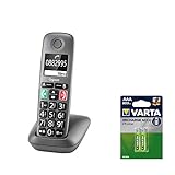 Gigaset Easy - DECT-Telefon schnurlos - inkl. DECT Phone AAA Akkus T398 - Senioren-Telefon für Router - Fritzbox, Speedport kompatibel - hörgerätekompatibel, anthrazit-g