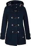 Grimada Damen Dufflecoat Wollmantel Wolljacke Camile mit Kapuze (36, blau) CF02