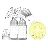jjff Elektrische Doppelmilchpumpe, Elektrische USB-Milchpumpe Mit Babymilchflasche, Kaltes Wärmekissen BPA-freie Leistungsstarke Milchpump