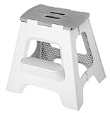 Vigar Compact zweistufiger Tritthocker klappbar 40 cm mit Griffen, Grau, 43x39x40