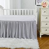 Krippenrock mit Staub-Rüschen, 100% ägyptische Baumwolle, Fadenzahl 400, weich, atmungsaktiv, für Babybett, Jungen und Mädchen, lichtbeständig (grau)