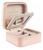 Aufbewahrungsbox Kleine Kunstleder Reise Schmuck Box Organizer Display Aufbewahrungsbox für Ringe Ohrringe Halskette mit Spiegel für Armbänder, Ohrringe, Ringe Schmuck Aufbewahrungsbox