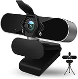 Webcam mit Abdeckung Mikrofon Stativ Webcam 1080P Full HD USB Streaming Kamera für PC Laptop Desktop Plug & Play 360° Computer Web Cam für Videoanruf Aufnahme Studieren Konferenz Windows M