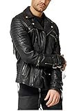 trueprodigy Casual Herren Marken Lederjacke Echt Leder Herrenjacke Cool Stylisch Vintage Sportlich Slim Fit Jacke Männer, Farben:Schwarz, Größe:L