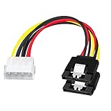 OUK-BT 4 Pin Molex Stecker zu Dual 15 Pin SATA Buchse StromKabel Adapter, 12