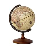 Huachaoxiang Antiker Globus,Mit Holzsockel, Vintage Dekorative Desktop Weltkugel Rotierende Geographie Pädagogische Globus Kinder Erwachsene Home Office,1