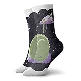 Kompressionssocken für Damen und Herren, gepolstert, Sportsocken für Laufen, Athletic, Fantasie-Nachthimmel mit einem schlafenden Mädchen und einem Drachen auf den Wolken, Sweet Dreams, O