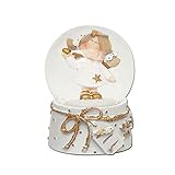 Dekohelden24 Mini-Schneekugel mit Engel, weiß/Goldener Sockel, Maße L/B/H: 4,5 x 4,5 x 6,5 cm Kugel Ø 4,5 cm., 501423