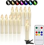 LED Weihnachtskerzen, 10x RGB Kerzen Kabellos, Flammenlose Kerzenlichter mit Fernbedienung Timer, Bunt lichterkette für Weihnachtsbaum Weihnachtsdeko Party