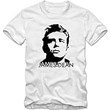 Herren T-Shirt James Dean Giganten Hollywood Life Shirt Tee S-3XL NEU, Größe:XXXL, Farbe:Weiss/schw