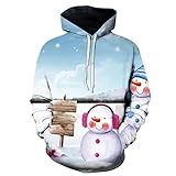 ZHANGMI Niedlicher Cartoon-Schneemann-Druck mit Kapuze Sweatshirts Männer/Frauen Street Boy Girl Casual Pullover Hoodies X