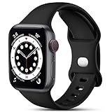 CeMiKa Kompatibel mit Apple Watch Armband 44mm 42mm 45mm, Ersatz Silikon Sport Armbänder Kompatibel mit iWatch Armband Series 7 6 5 4 3 2 1 SE, 42mm/44mm/45mm-M/L, Schw