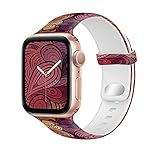 Lobnhot Muster Drucken Kompatibel für Apple Watch Armband 41mm 38mm 40mm,Weiches Sport Silikon Ersatzarmband Kompatibel mit iWatch Series 7 SE 6 5 4 3 2 1 Damen Herren (38/40/41MM-Clouds Wine)