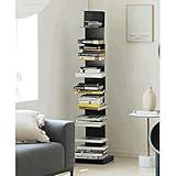 Xin Hai Yuan Bücherregal Sapiens Stehendes Bücherregal Höhe 63 Zoll, 9 Regale Unsichtbares Bücherregal Edelstahlboden Wohnzimmer Ecke Creative Suspension Storage Rack,Schw
