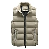 Ärmellos Stehkragen Daunenweste Herren Einfarbig Winter Weste Reißverschluss Outdoor Sport Weste Steppjacke Slim-fit Bodywarmer Steppweste Taschen Futter mit Kletttasche Ärmellos Daunenjack