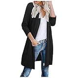 XOXSION Damenmode Cardigan Strickjacke ,Mittlerer und langer Mantel Frauen Slim Elegant Pullover Open Front Strickpullover Sexy Sweater Cardigan Langarm Mantel(B Schwarz,S)